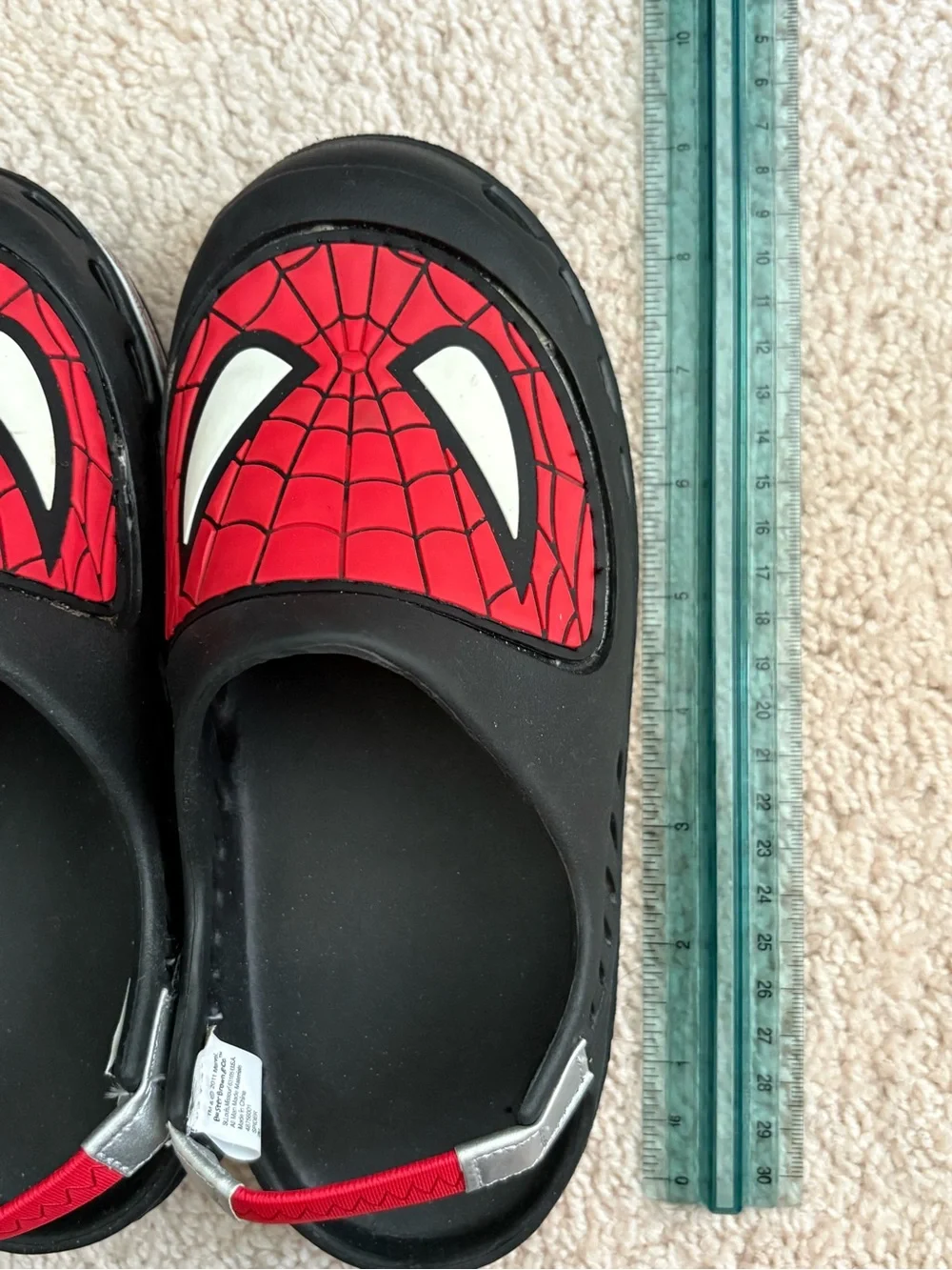 Spiderman Child's Slip On Sling Back Shoes Black And Red Marvel Clogs Size 2